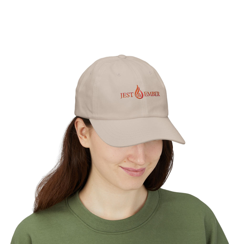 Jest & Ember flame logo Dad Cap | Embroidered baseball hat, adjustable