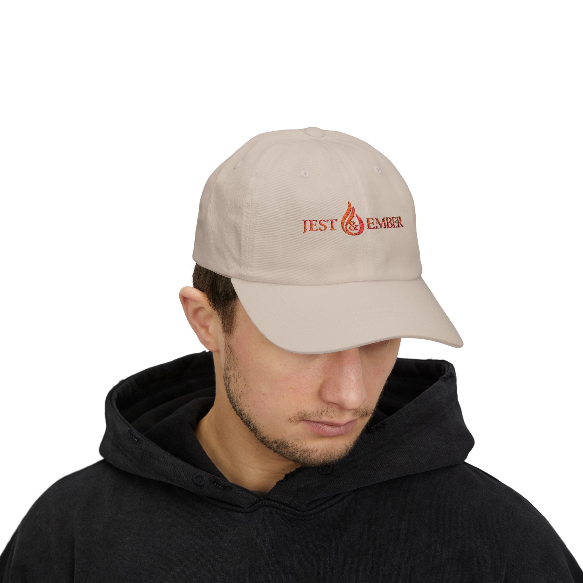 Jest & Ember flame logo Dad Cap | Embroidered baseball hat, adjustable