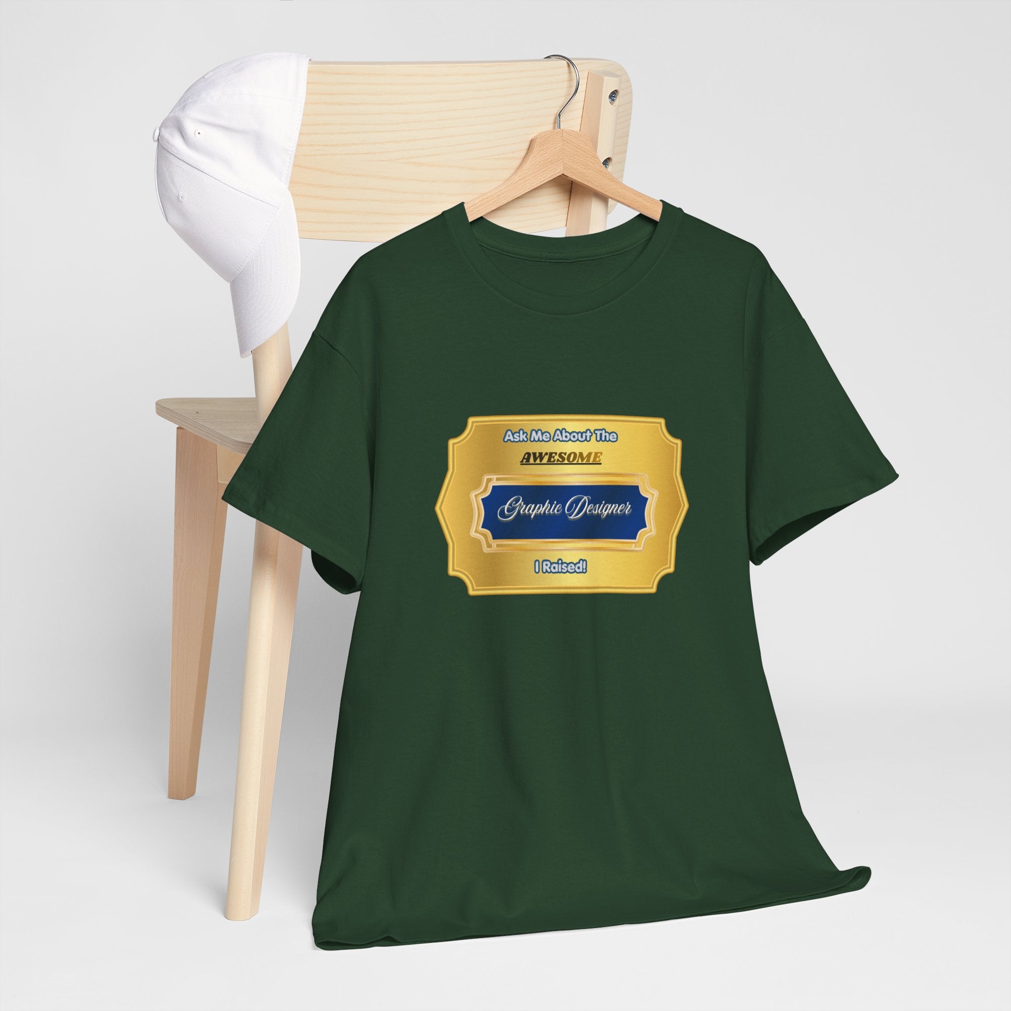 Proud Parent Graphic Designer T-Shirt - Ask Me About The Awesome Artist I Raised - Premium Gold Badge Gift Tee