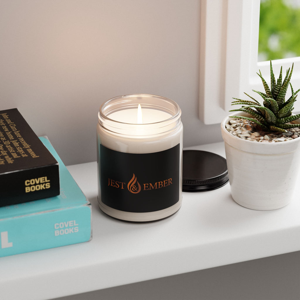 Jest & Ember Flame Logo Soy Candle, 9oz | Scented Jar Candle