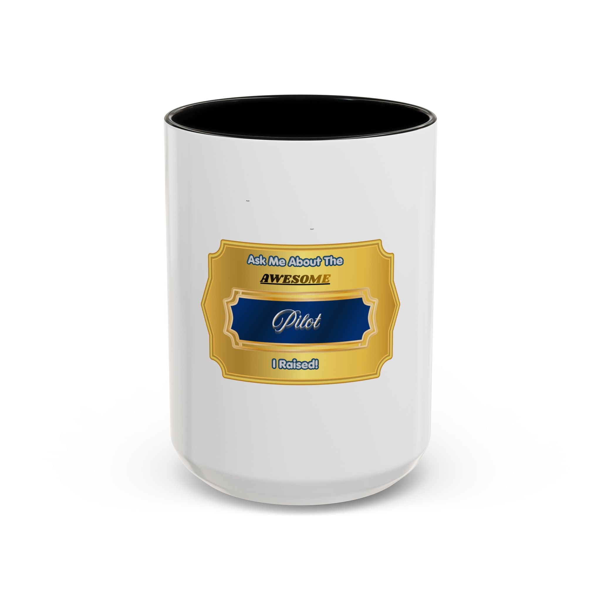 Proud Pilot Parent Mug - Ask Me About The Awesome Pilot I Raised - Premium Gold Plaque Aviation Gift for Mom & Dad - 11oz Ceramic Cup