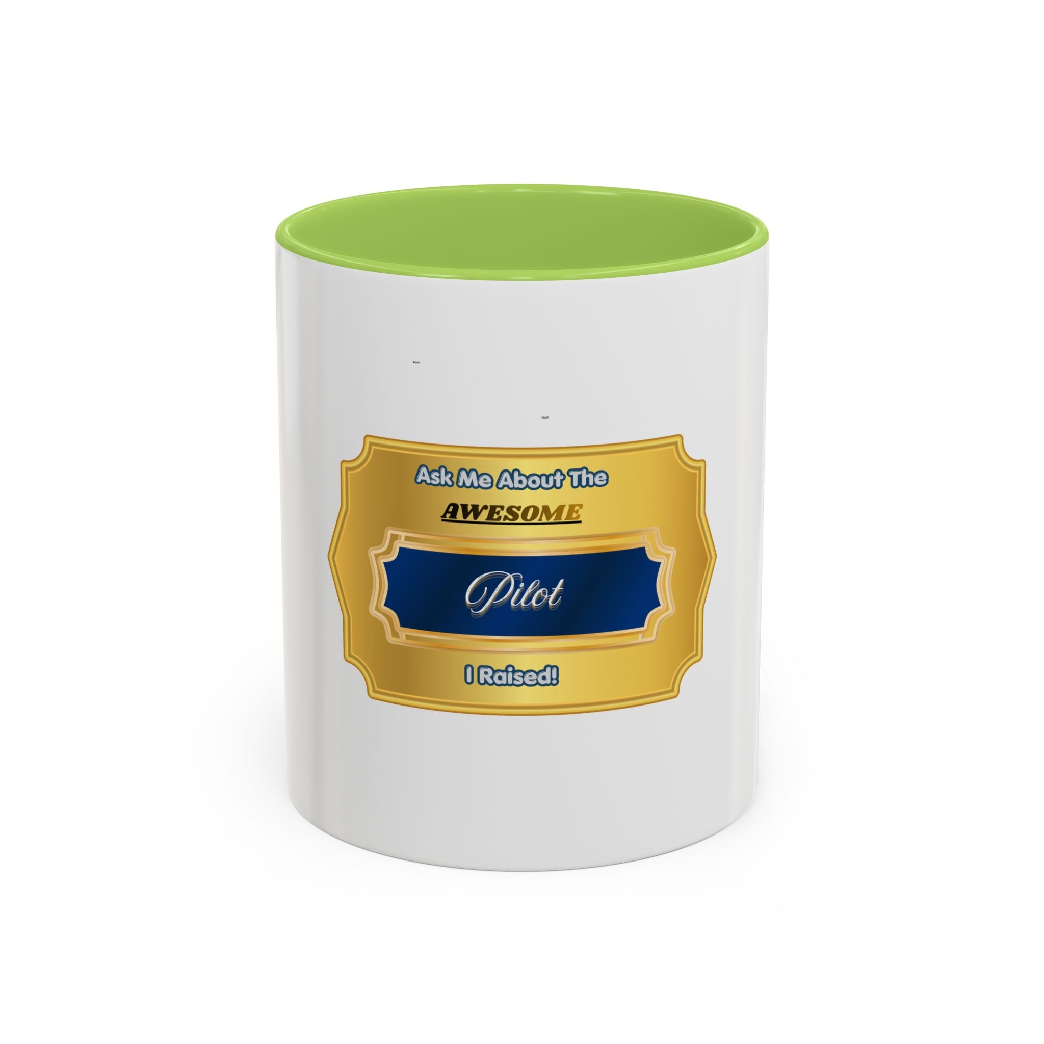 Proud Pilot Parent Mug - Ask Me About The Awesome Pilot I Raised - Premium Gold Plaque Aviation Gift for Mom & Dad - 11oz Ceramic Cup
