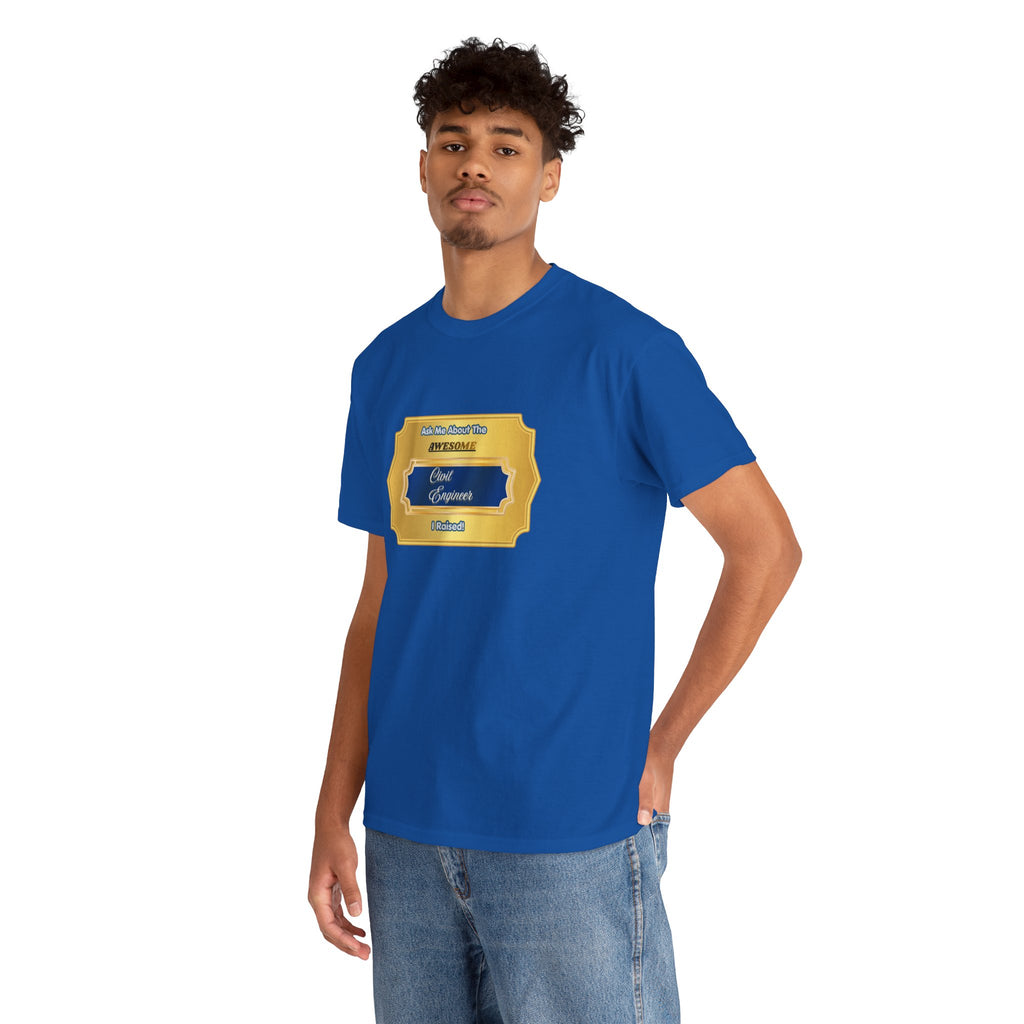Proud Civil Engineer Parent T-Shirt - Awesome Civil Engineer I Raised Gift - Premium Engineering Mom & Dad Shirt