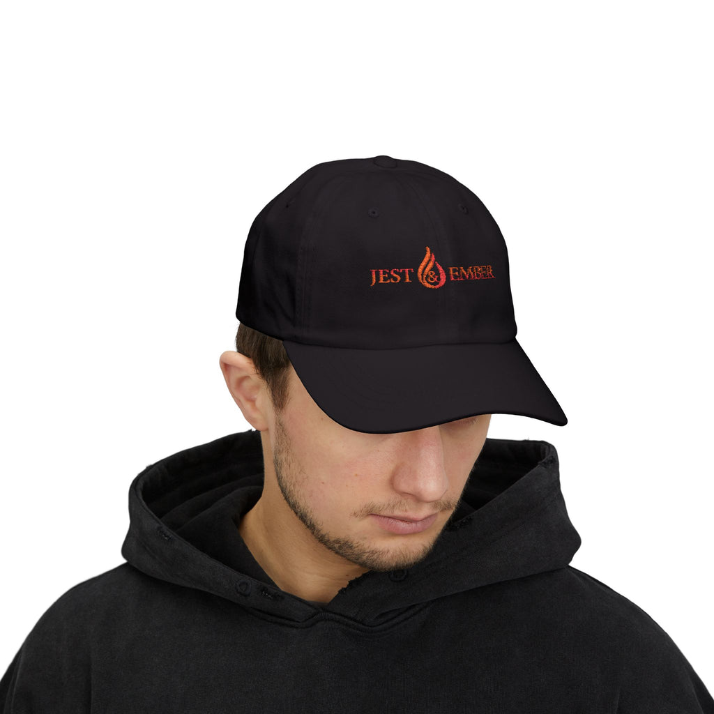 Jest & Ember flame logo Dad Cap | Embroidered baseball hat, adjustable