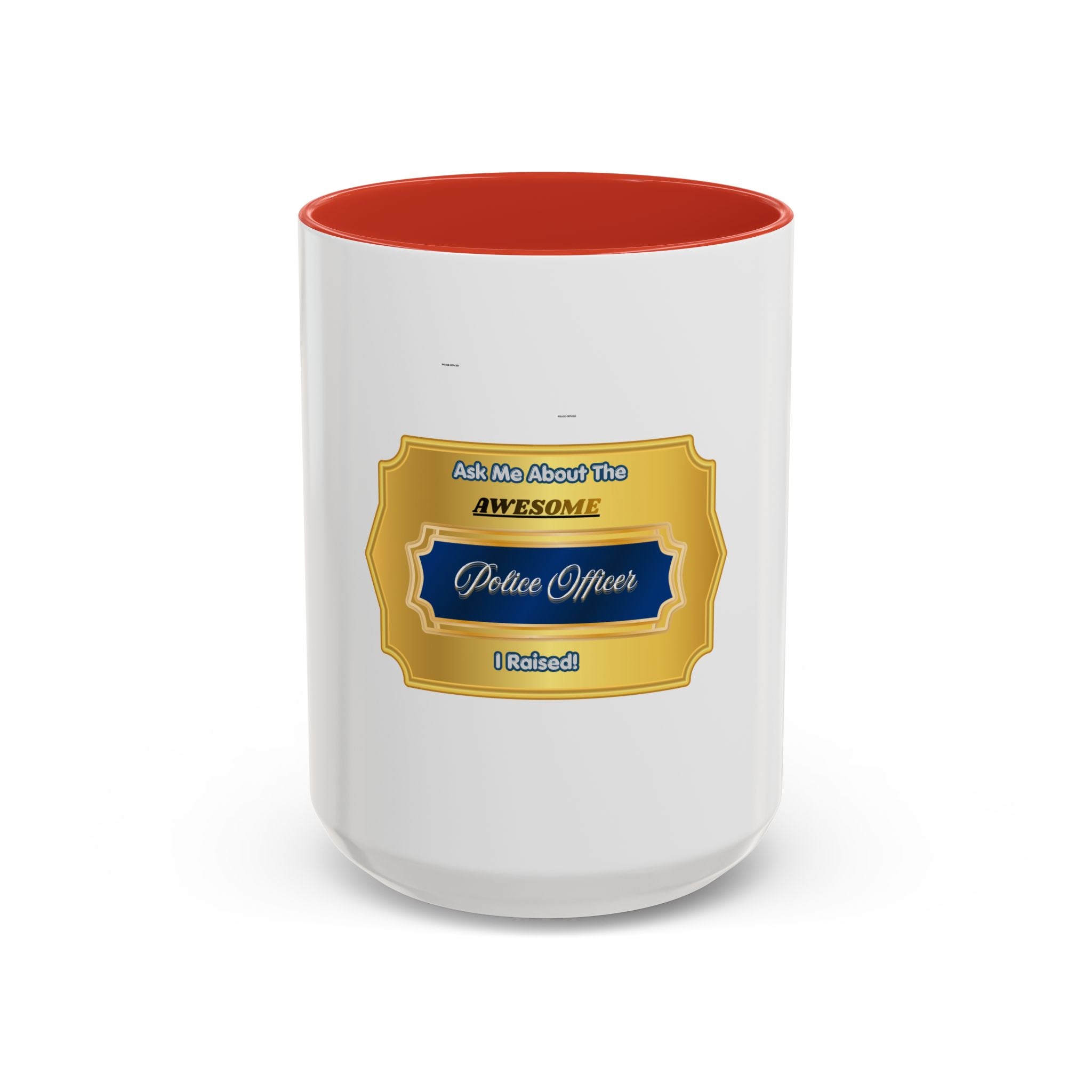 Proud Police Parent Mug - Ask Me About The Awesome Police Officer I Raised - Gift for Law Enforcement Mom or Dad - Elegant Gold Badge Design