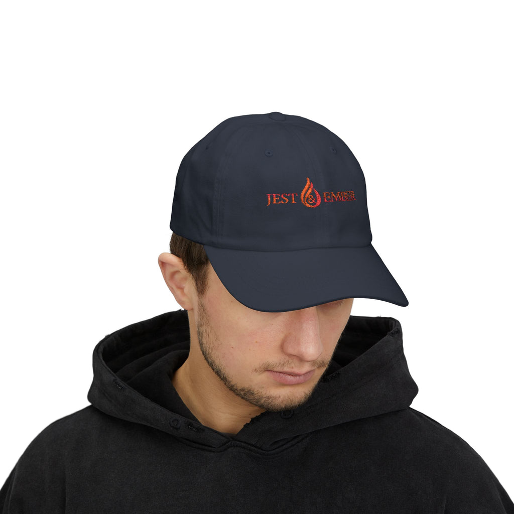 Jest & Ember flame logo Dad Cap | Embroidered baseball hat, adjustable