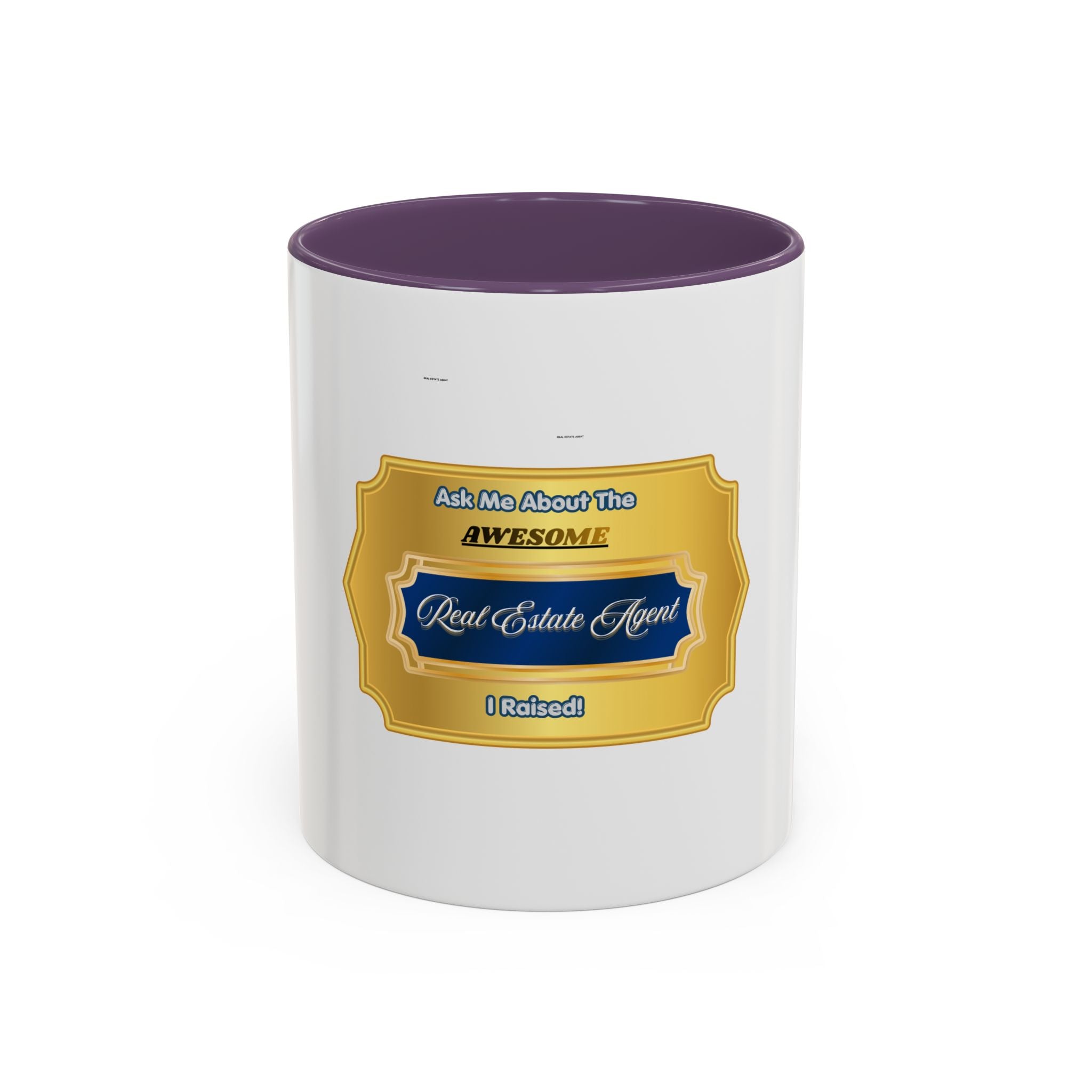 Awesome Real Estate Agent I Raised Mug - Unique Gift for Proud Realtor Mom or Dad, Elegant Gold & Blue Coffee Cup for Parents