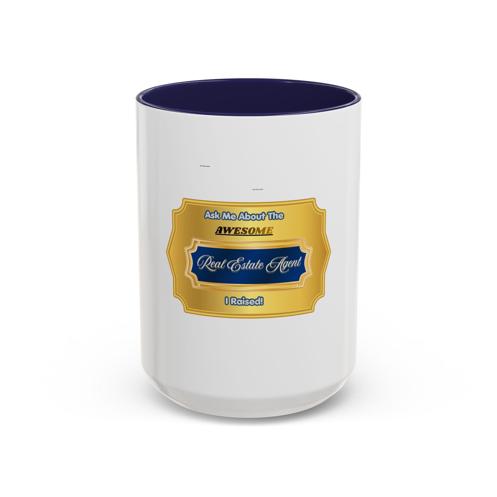 Awesome Real Estate Agent I Raised Mug - Unique Gift for Proud Realtor Mom or Dad, Elegant Gold & Blue Coffee Cup for Parents