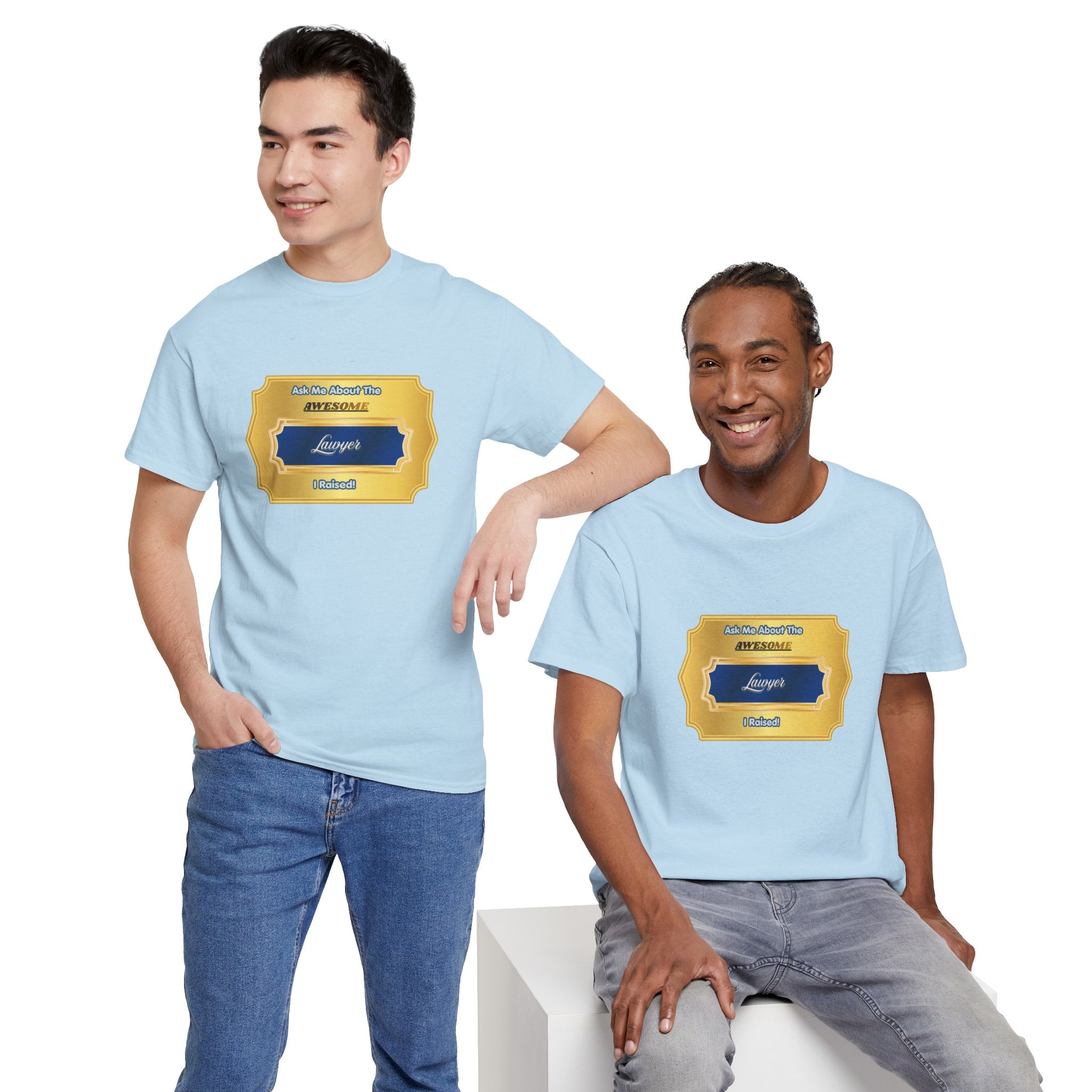 Ask Me About The Awesome Lawyer I Raised T-Shirt - Proud Parent Gift - Gold Badge Law School Graduation Tee